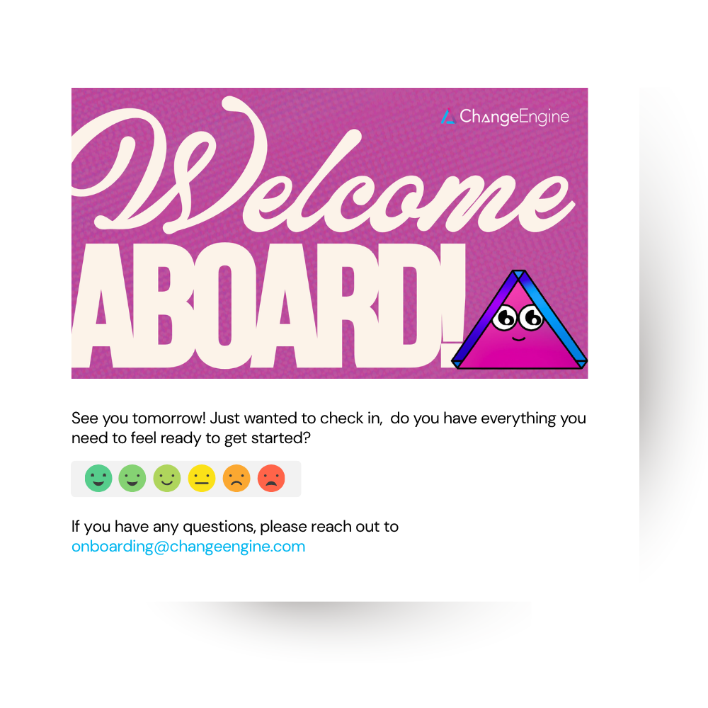 Welcome Aboard onboarding check-in